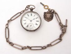 Mixed Lot: late 19th century silver cased open face cylinder watch, frosted and silvered movement