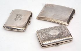 Mixed Lot: three various hinged rectangular cigarette cases, combined wt approx 256gms, various