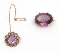 Mixed Lot: antique amethyst and seed pearl brooch, the circular cut faceted amethyst in a millegrain