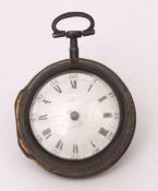 18th century base metal cased verge watch, E Manners - London, 1507, the gilt movement with