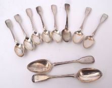 Mixed Lot: Fiddle and Thread pattern spoons including two dessert spoons and eight various tea