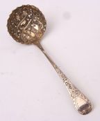 Victorian Old English pattern sifter spoon, with later decorated bowl and handle, Glasgow circa