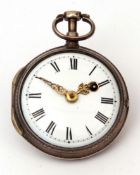 Late 18th century Continental verge watch, the gilt movement with pierced engraved and bridged