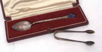 Mixed Lot: George VI 1937 cased commemorative condiment spoon with pear shaped rat-tail bowl to a
