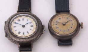 Mixed Lot: fob watch conversion to a wristwatch together with a further silver cased example,