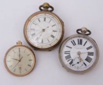 Mixed Lot: three various base metal cased open face pocket watches, including two key-wound and