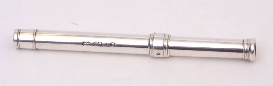 Late Victorian S Mordan & Co sliding pencil, the plain cylindrical case with slide and paste set end