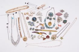 Mixed Lot: vintage and later costume jewellery to include marcasite brooches, paste necklace,
