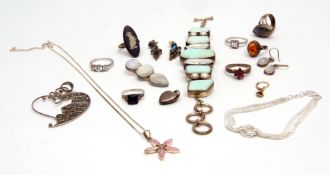 Mixed Lot: mainly white metal jewellery to include rings, pendants, hard stone and nacre shell