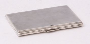 George VI cigarette case of hinged and sprung rectangular form with all over engine turned