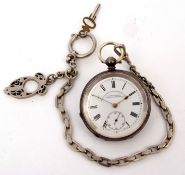 Early 20th century Swiss silver cased open face lever watch, retailed by T Fattorini - Bolton &