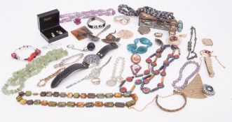 Shoe box of costume jewellery to include necklaces, brooches, watches etc