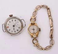 Mixed Lot: Swiss silver cased wristwatch with import marks for London 1912, together with a