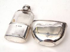 Mixed Lot: silver mounted clear cut glass hip flask with pull off cup, base and screw-down domed