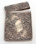 Edward VII card case of typical rectangular form with hinged cover and all over embossed with C-