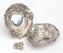 Mixed Lot: two various small bon-bon dishes, each of shaped pierced and embossed oval form with