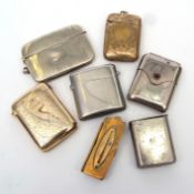 Mixed Lot: four various base metal vesta cases together with three further brass examples, various