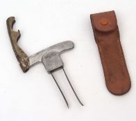 Early 20th century aluminium and chrome finished cork drawer, the T-bar handle set with a folding