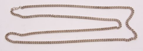 Long white metal curb link chain, the clasp stamped 925, 640mm drop, 98.8gms