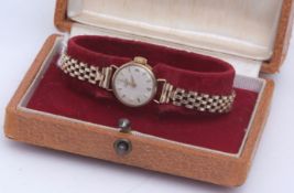 Mid-20th century 9ct gold ladies dress watch, Longines, the jewelled movement to a signed and