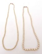 Mixed Lot: single row of small graduated cultured pearls (1-3mm), to a yellow metal barrel clasp,