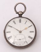 Mid-19th century silver cased open face lever watch, E J Dent - London, 17955, the frosted and