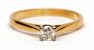 Precious metal and single stone diamond ring, the brilliant cut diamond 0.25ct approx, peg set and