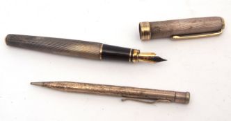 Mixed Lot: gilt and silvered Diplomat "Classic" West German fountain pen together with a silver