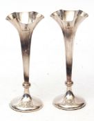 Two Edward VII trumpet vases, each of tapering quatrefoil form with knopped stem and spreading bases