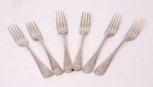 Mixed Lot: six various early 19th century Hanoverian pattern dessert forks, all crested, combined wt