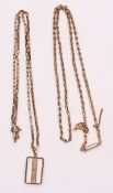 Mixed Lot: 9ct stamped fancy link chain together with a 9ct gold pendant suspended on a box link