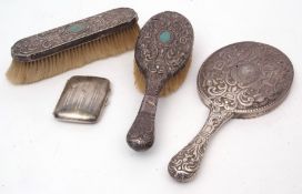 Mixed Lot: part dressing table set including hand mirror, hair brush and clothes brush, together