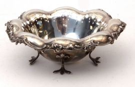 Early 20th century American ? silver oval table basket with cast and applied foliate border and