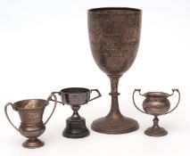 Mixed Lot: four various presentation trophy cups including Stalham Farmers Club, Eye and District