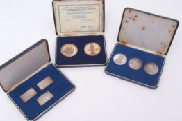 Mixed Lot: three cased sets of commemoratives including 350th anniversary of the sailing of the