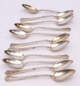 Eleven early 20th century former Austro-Hungarian tea spoons, length 14 1/2 cms, combined wt