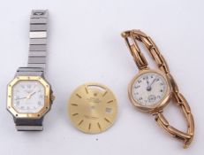 Mixed Lot: stainless steel ladies Longines quartz wristwatch, together with a gold plated ladies