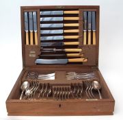 Early 20th century cased canteen of flatware and cutlery for six, Old English pattern, retailed by