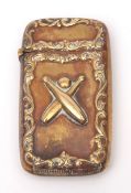 Late 19th/early 20th century brass vesta case of rectangular form with hinged and sprung cover and