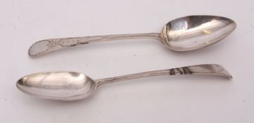 Mixed Lot: two various table spoons including Old English feather edge and Old English bright cut