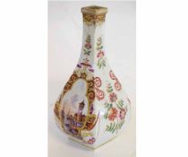 19th century Continental porcelain vase decorated in Meissen style with harbour scenes (restored),