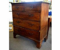 Georgian mahogany two over three full width drawer chest with brass swan neck handles, raised on