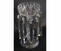 Clear cut glass table lustre with prismatic drops, 23cms high
