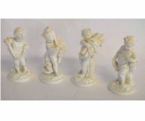 Set of four white porcelain figures of the seasons, in Derby style, the largest 14cms high