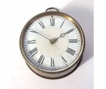 Late 19th century brass cased wall timepiece, the drum shaped case with bow suspension to a Roman