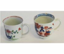 Lowestoft doll's house pattern coffee cup, together with a Liverpool example (a/f), 6cms high