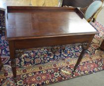 19th century mahogany single drawer side table with carved grape and vine detail to drawer, with