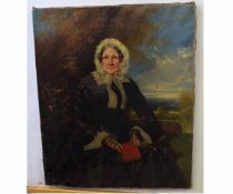 19th century English School, pair of oils on canvas, Portraits of lady and gent, 77 x 64cms,