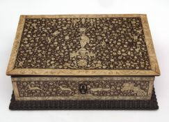 Ivory inlaid marquetry box, probably South German, the ivory panels dating to the 16th century,