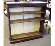 19th century oak open fronted and panel back bookcase with adjustable shelves with carved shaped